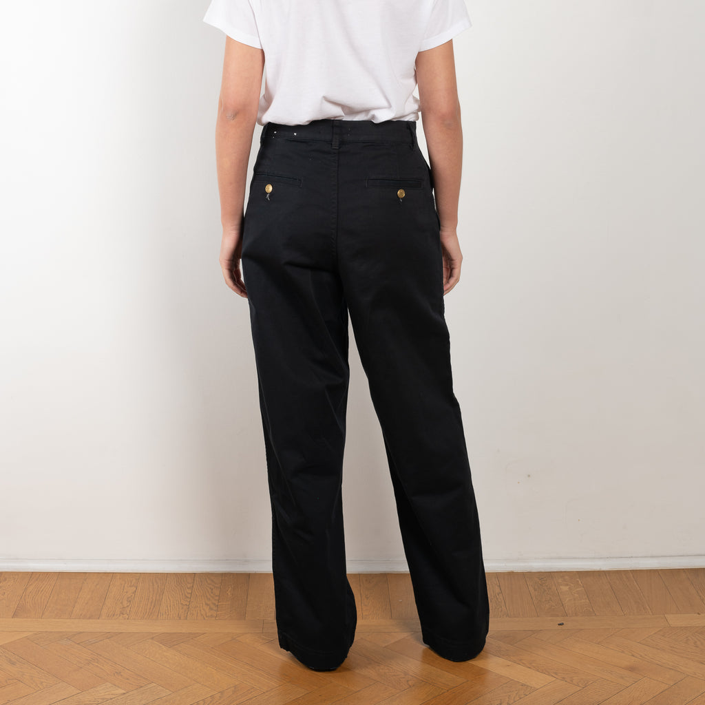 The Chino Pants by B SIDES  is a high waisted trouser in a soft cotton twill with a relaxed wide leg