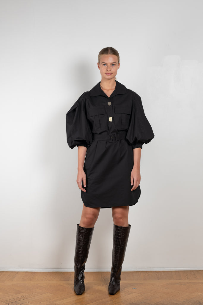 The Paola Dress by Rejina Pyo is a relaxed short belted dress in a crisp cotton with signature buttons