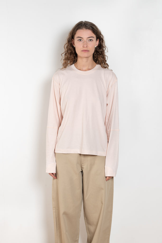 The Coverstitch Tee by 6397 is a long sleeve Tee with subtle, tonal cover stitch details throughout the body in a soft Peruvian cotton jersey