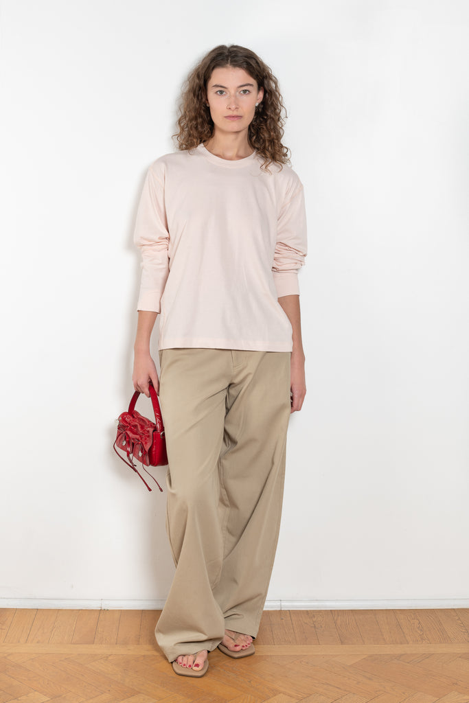 The Coverstitch Tee by 6397 is a long sleeve Tee with subtle, tonal cover stitch details throughout the body in a soft Peruvian cotton jersey