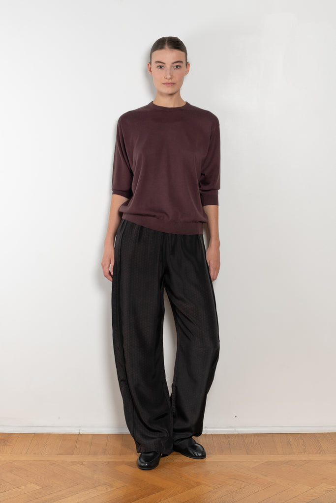 The Elbow Crew Top by 6397 is a relaxed cashmere and wool blend top with a yoke detail on the back
