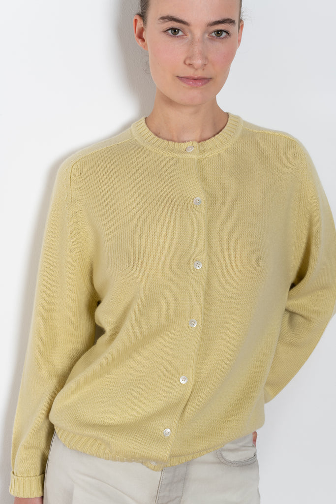 The High Crew Cardigan by 6397 is a buttoned up cashmere and wool blend cardigan