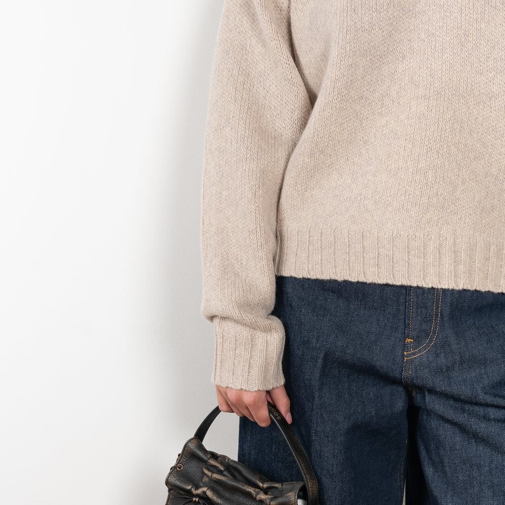 The High Crew Pullover by 6397 is soft chunky knitted sweater with a relaxed fit through the body