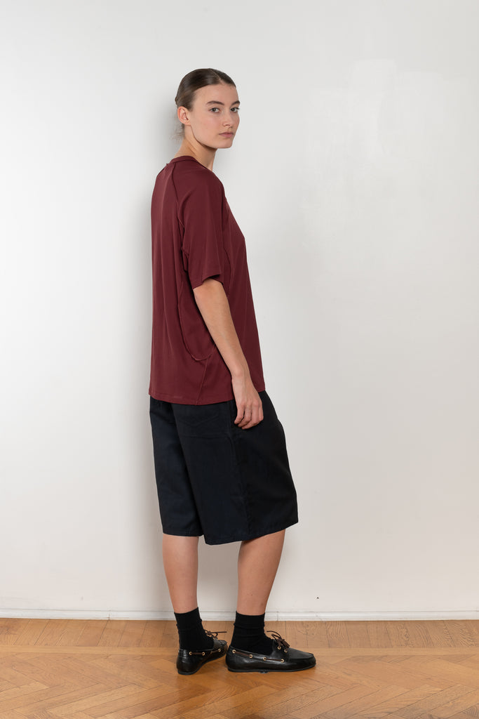 The Inside Out Vneck by 6397 is an oversized Tee with elbow length sleeve and 'inside out' seaming detail in a lightweight japanese cotton jersey