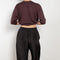 The Inside Out Drawstring Pant by 6397 in silk habotai has a subtle monochromatic print with 'inside out' finishing