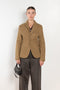 The Boiled Pinstripe Blazer by 6397 is a fitted buttoned jacket in a boiled wool with a delicate pinstripe pattern