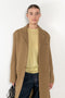 The Boiled Pinstripe Coat by 6397 is a fitted long coat in a boiled wool with a delicate pinstripe pattern