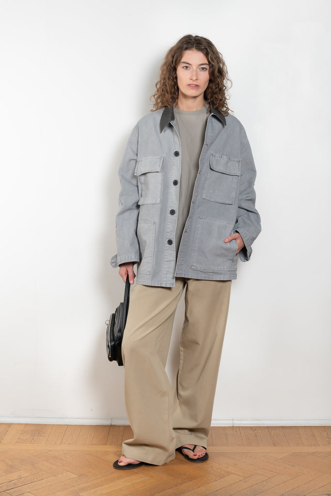 The Roomy Jeans by 6397 is a relaxed trouser made in a Japanese cotton and hemp bland twill with a wide slightly tapered leg