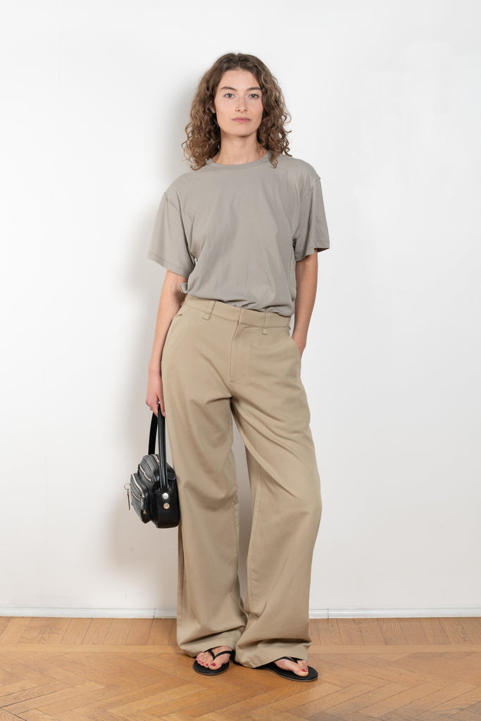 The Roomy Jeans by 6397 is a relaxed trouser made in a Japanese cotton and hemp bland twill with a wide slightly tapered leg