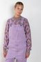 The Canvas Dungarees 86 by Acne Studios are lilac regular unisex overalls with a leather face logo