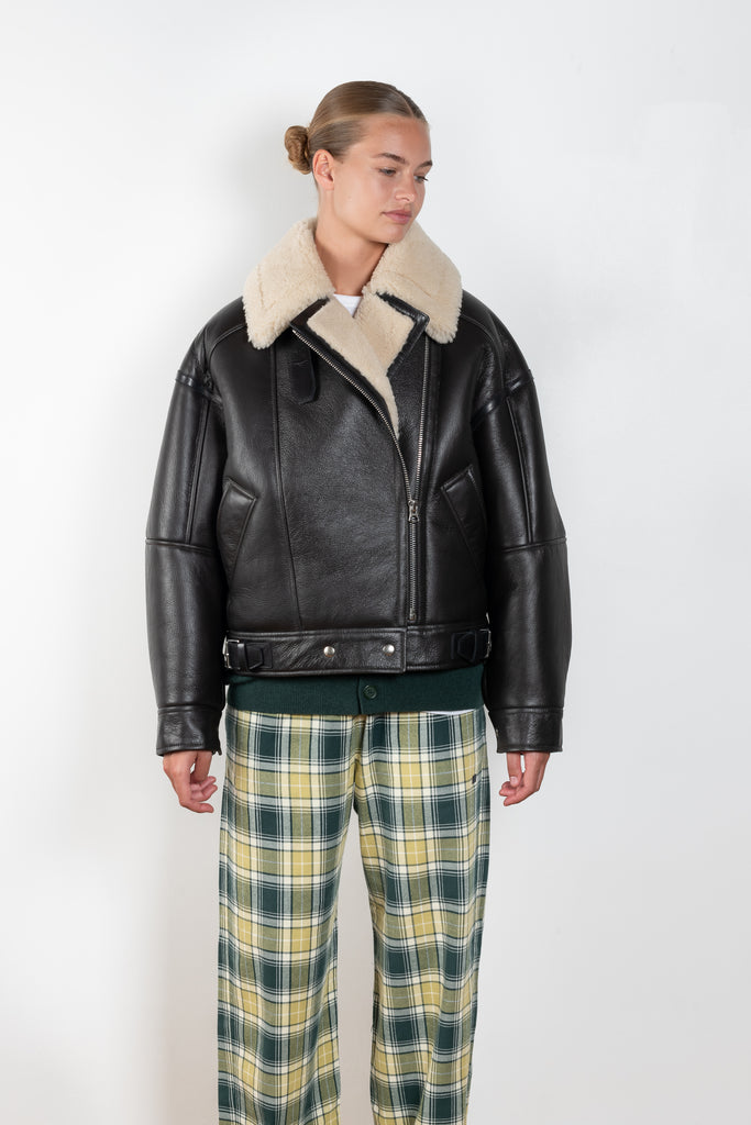 The Shearling Jacket 125 by Acne Studios is made of soft lamb shearling and framed with contrasting leather trims