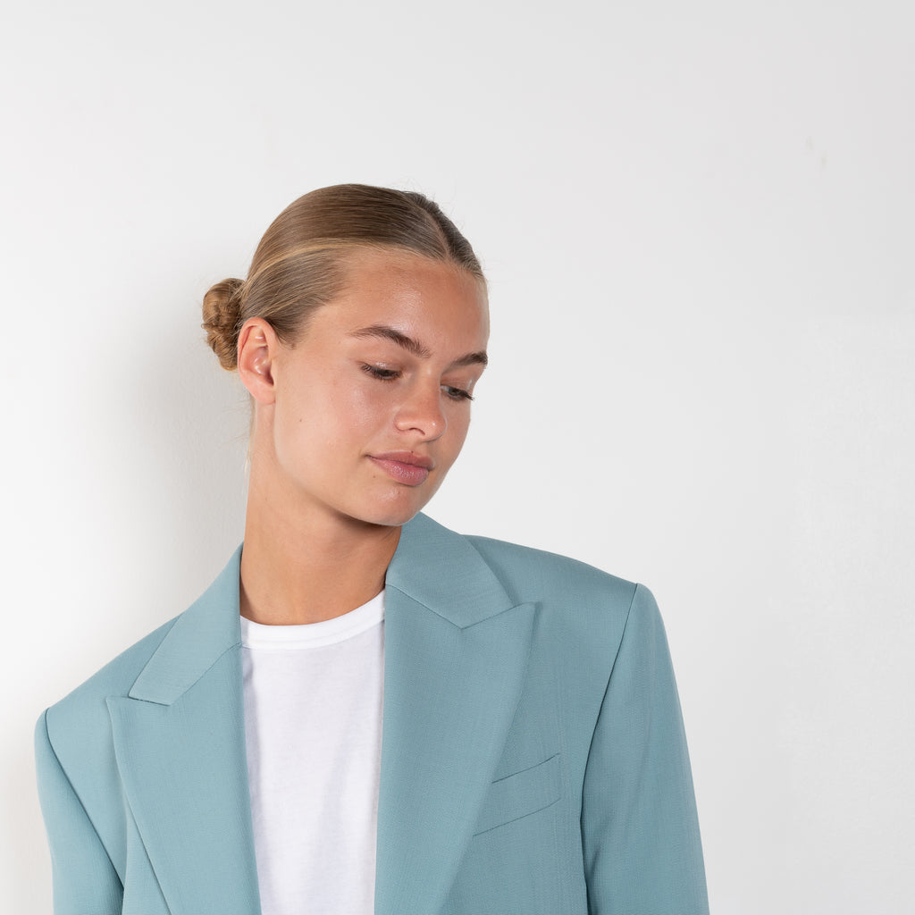The Single Breasted Jacket 508 by Acne Studios is cut to an exaggerated fit with dropped soft shoulders and below hip length