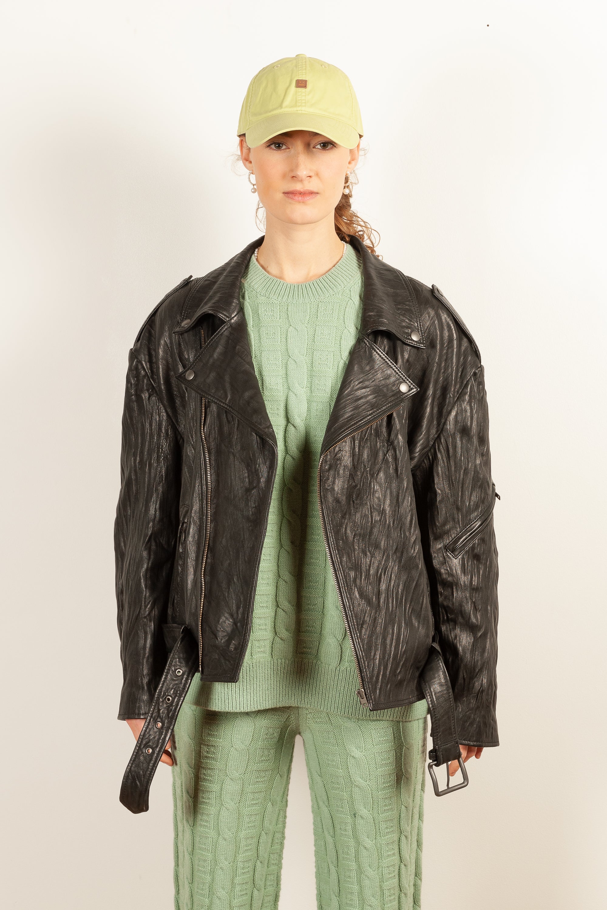 Crinkled Leather Biker Jacket ICON