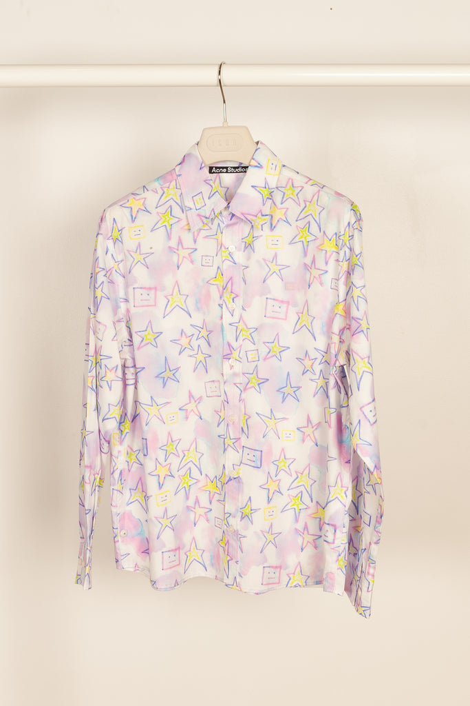 stars and face print shirt acne