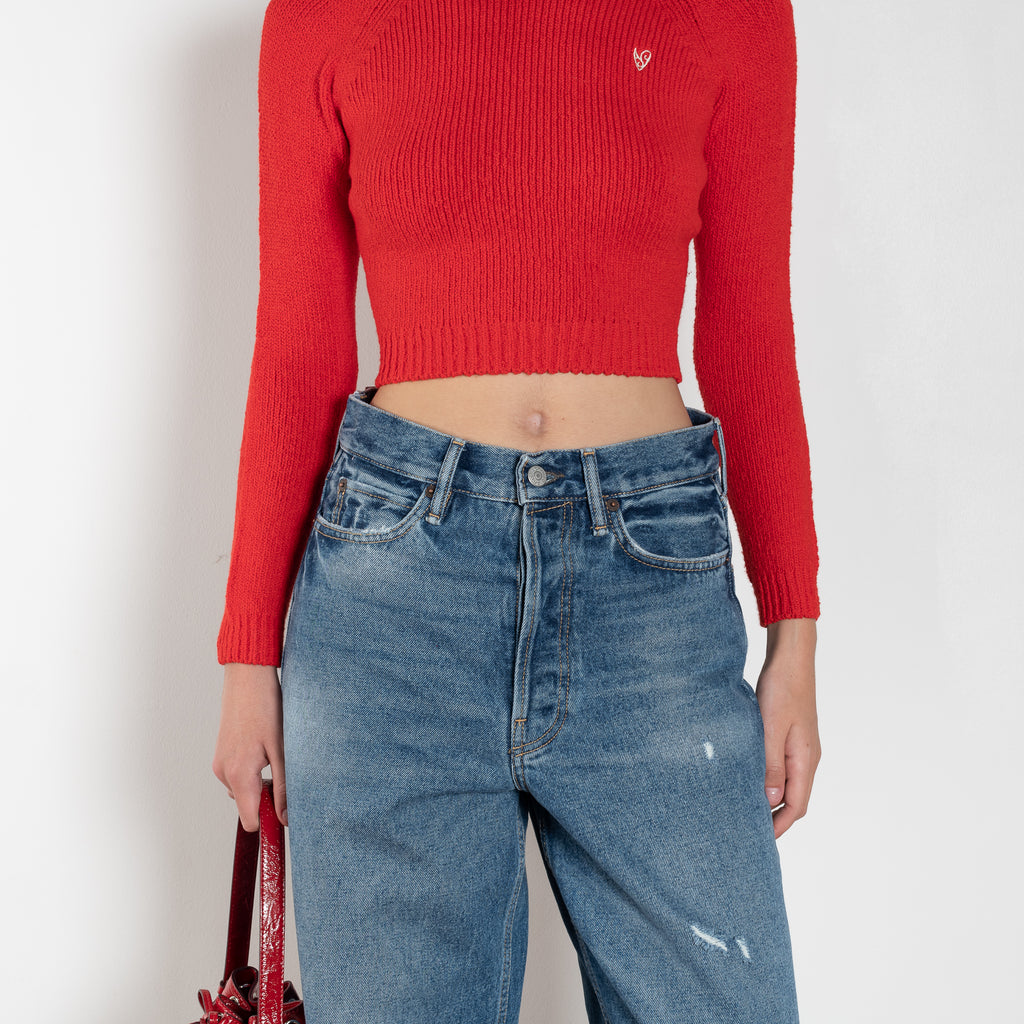 The 1981F Jeans by Acne Studios are cut to a loose fit with a low waist, wide leg and long length