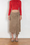 The Belted Twill Skirt by Acne Studios is crafted from classic cotton twill, featuring a trench-style belt at the hip with a leather buckle and embroidered eyelets