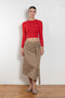 The Belted Twill Skirt by Acne Studios is crafted from classic cotton twill, featuring a trench-style belt at the hip with a leather buckle and embroidered eyelets