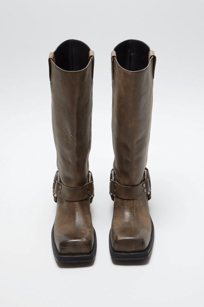 The Buckle Boots 922 by Acne Studios are crafted from leather adorned with biker-inspired metal hardware