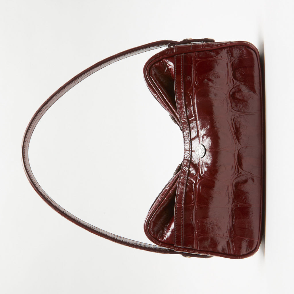 acne studios camero bag burgundy croco