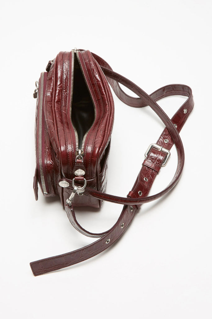 acne studios camero bag burgundy croco