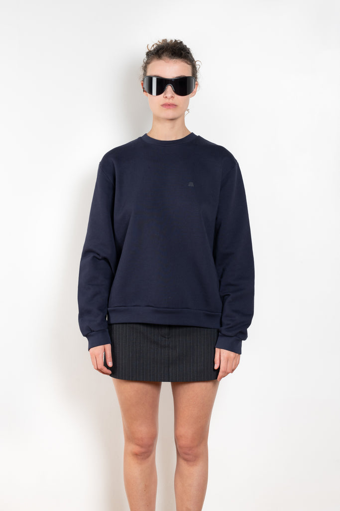 The Crew Neck Fleece Sweater by Acne Studios is made from a fleece cotton with a soft brushed finish, adorned with a seasonal Face logo embroidery and branding at the back