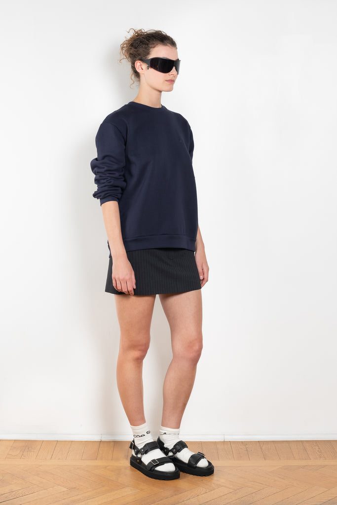 The Crew Neck Fleece Sweater by Acne Studios is made from a fleece cotton with a soft brushed finish, adorned with a seasonal Face logo embroidery and branding at the back