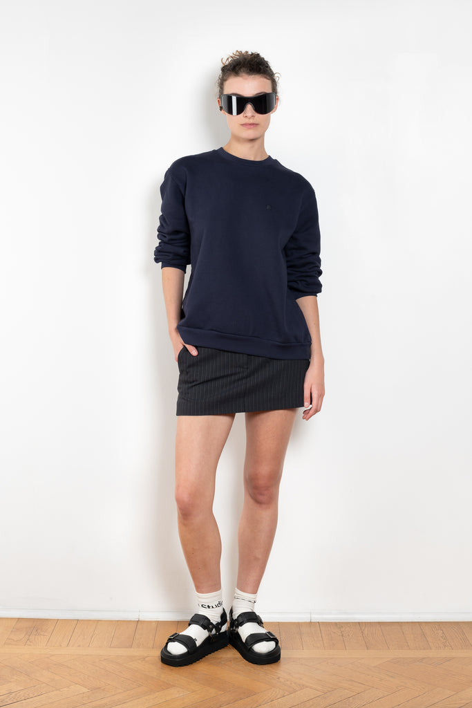 The Crew Neck Fleece Sweater by Acne Studios is made from a fleece cotton with a soft brushed finish, adorned with a seasonal Face logo embroidery and branding at the back
