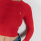 The Cropped Crewneck Sweater by Acne Studios has a fitted silhouette, featuring 3/4-length sleeves and a cropped length