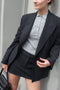 The Pinstripe Jacket by Acne Studios is a double-breasted suit jacket in a wool blend yarn pinstripe woven in a fine herringbone structure and drape finish