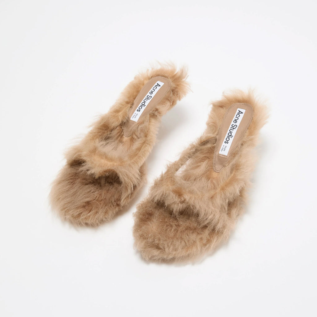 acne studios furry kitten heel sandals