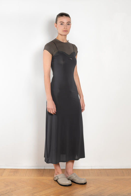 The Layered Slip Dress by Acne studios is a layered slipdress with a built-in tshirt