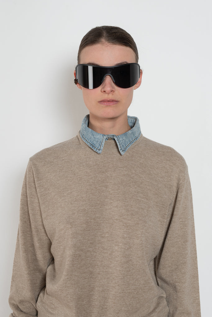 AcneStudios Layered Wool and Denim Knit