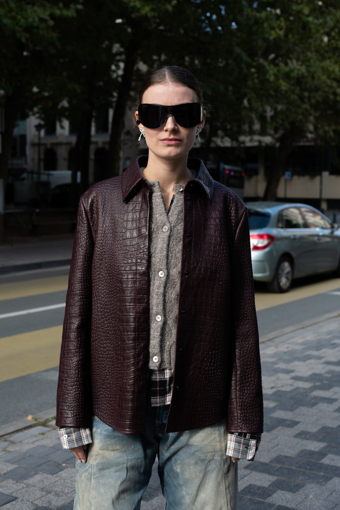 acne studios leather shirt jacket