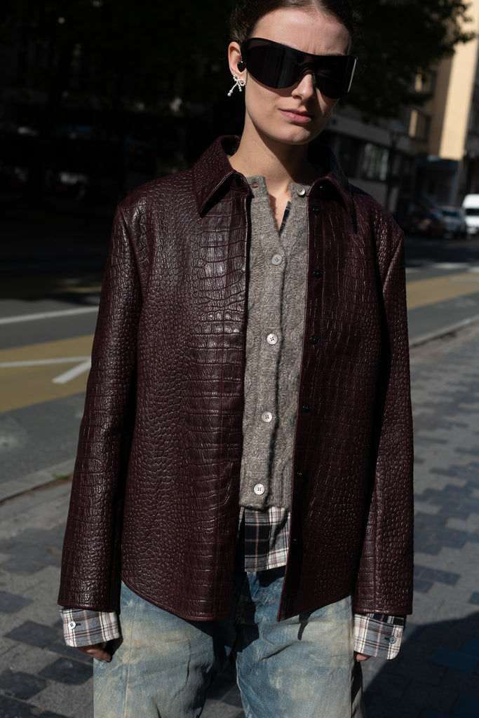 acne studios leather shirt jacket