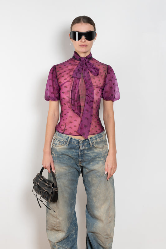 acne studios sheer bow blouse