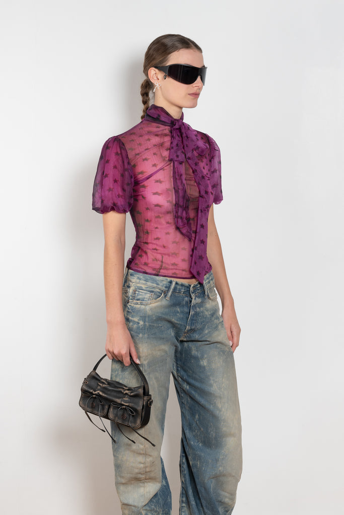 acne studios sheer bow blouse