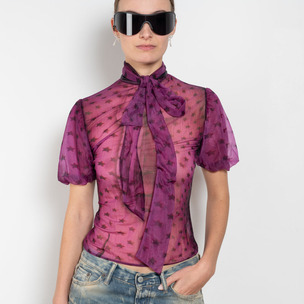 acne studios sheer bow blouse
