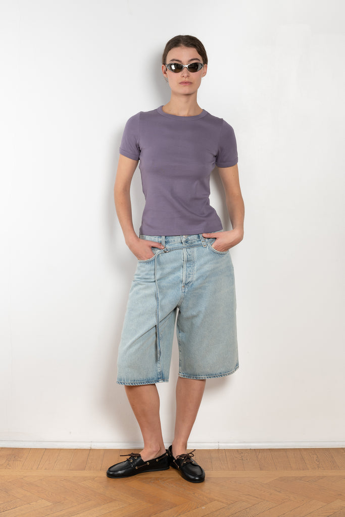 The Emmi Short by Agolde has a long inseam, perfect for a slouchy look, and is cinched with a thin denim belt for added style