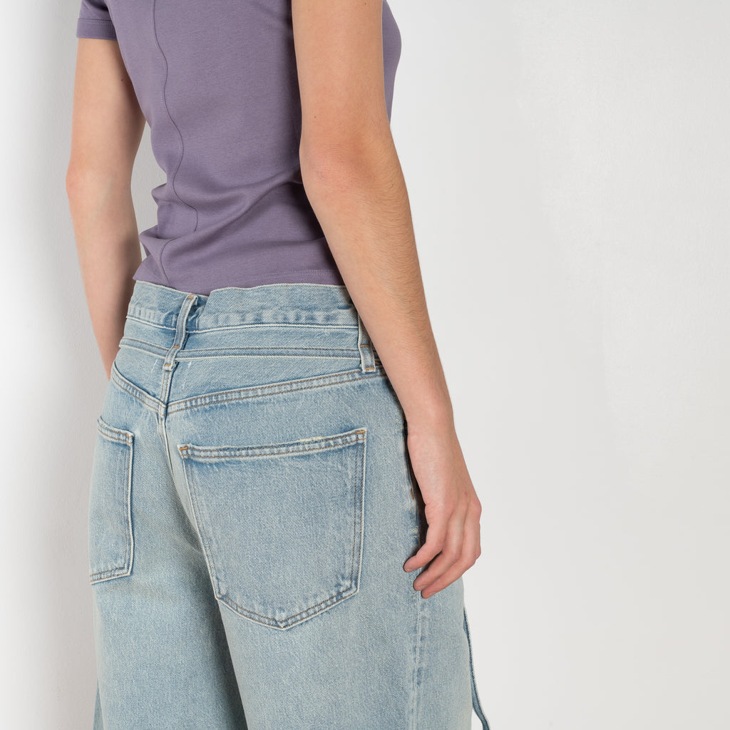 The Emmi Short by Agolde has a long inseam, perfect for a slouchy look, and is cinched with a thin denim belt for added style