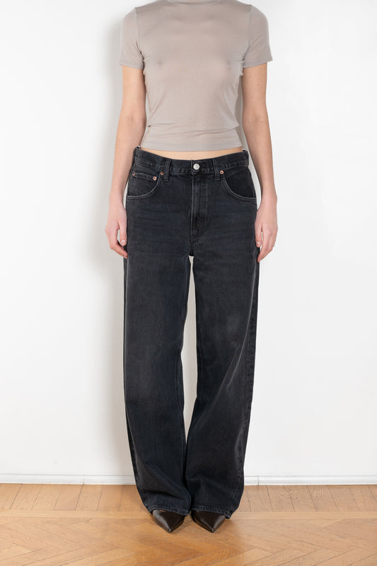 The Low Curve Jeans by Agolde has a sleek, low curved out seam gently tapers down to the ankle