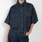The Taron Shirt by Agolde is a boxy shirt with short sleeves in a dark pure wash