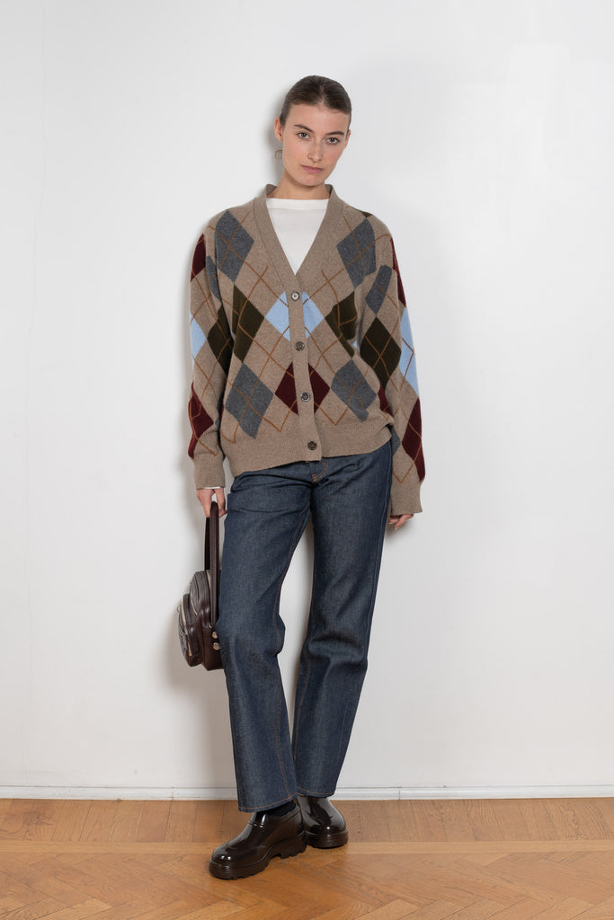 and daughter argyle cardigan beige