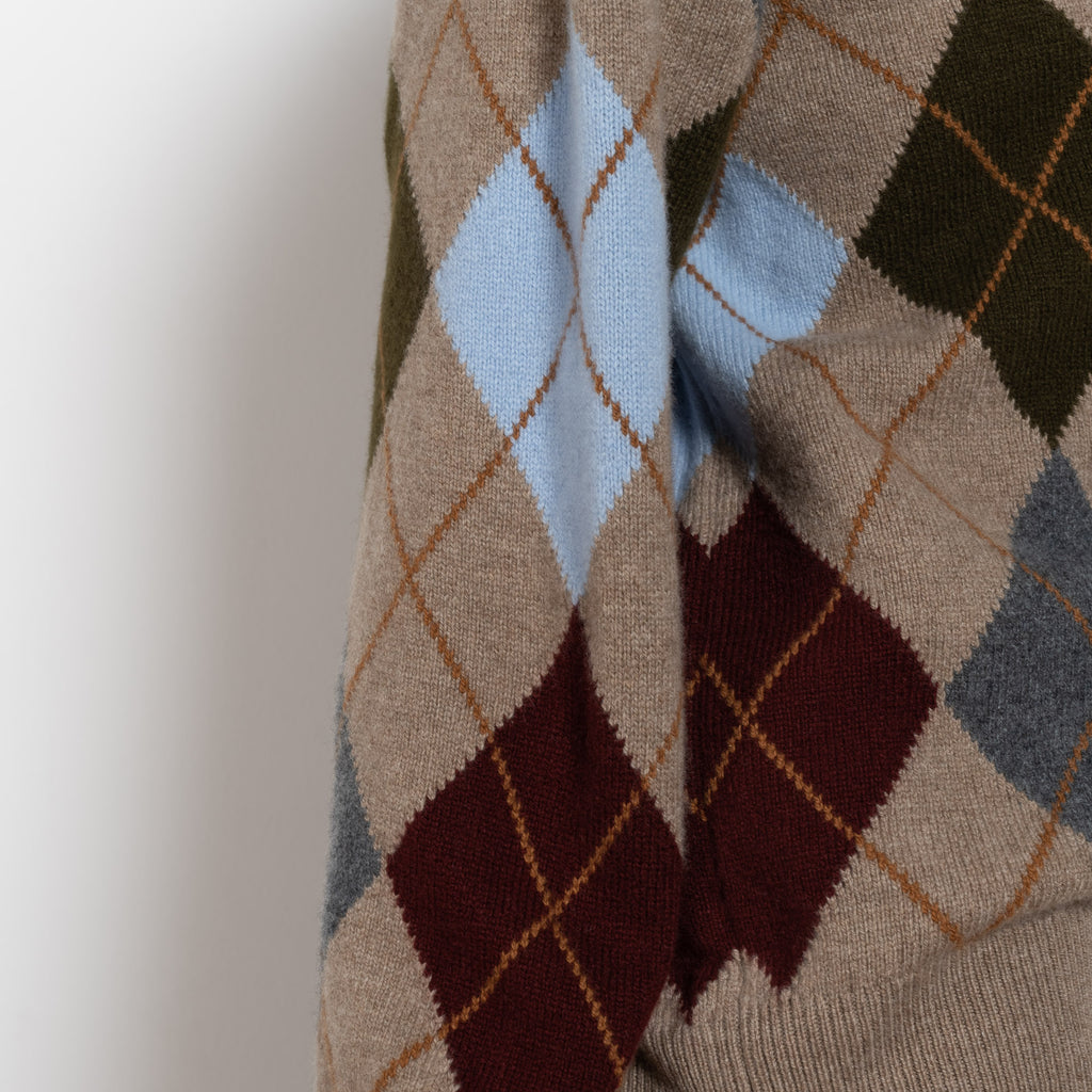 and daughter argyle cardigan beige