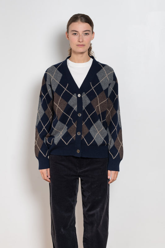 and daughter argyle cardigan navy