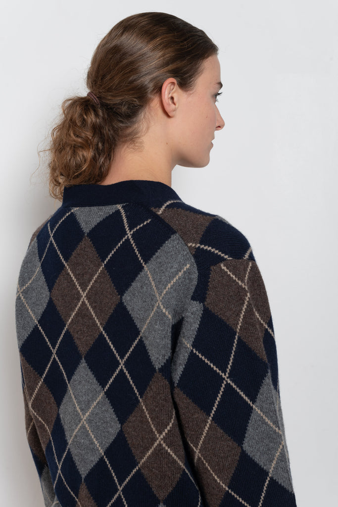 and daughter argyle cardigan navy