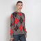 and daughter argyle crewneck grey with red