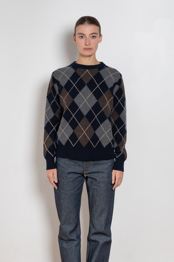 and daughter argyle crewneck navy