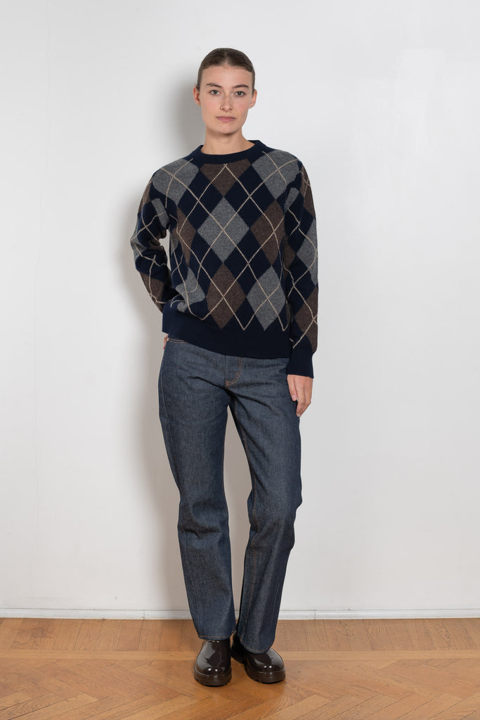and daughter argyle crewneck navy