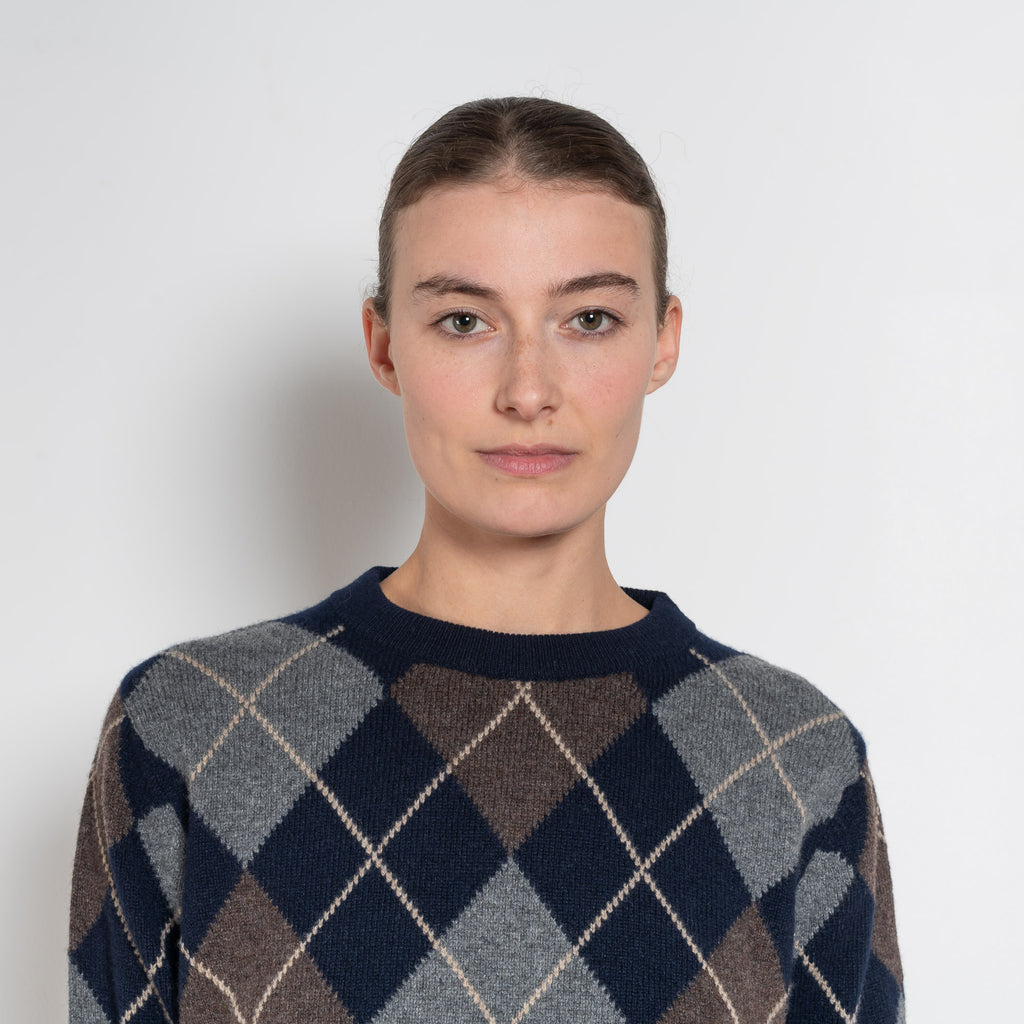 and daughter argyle crewneck navy