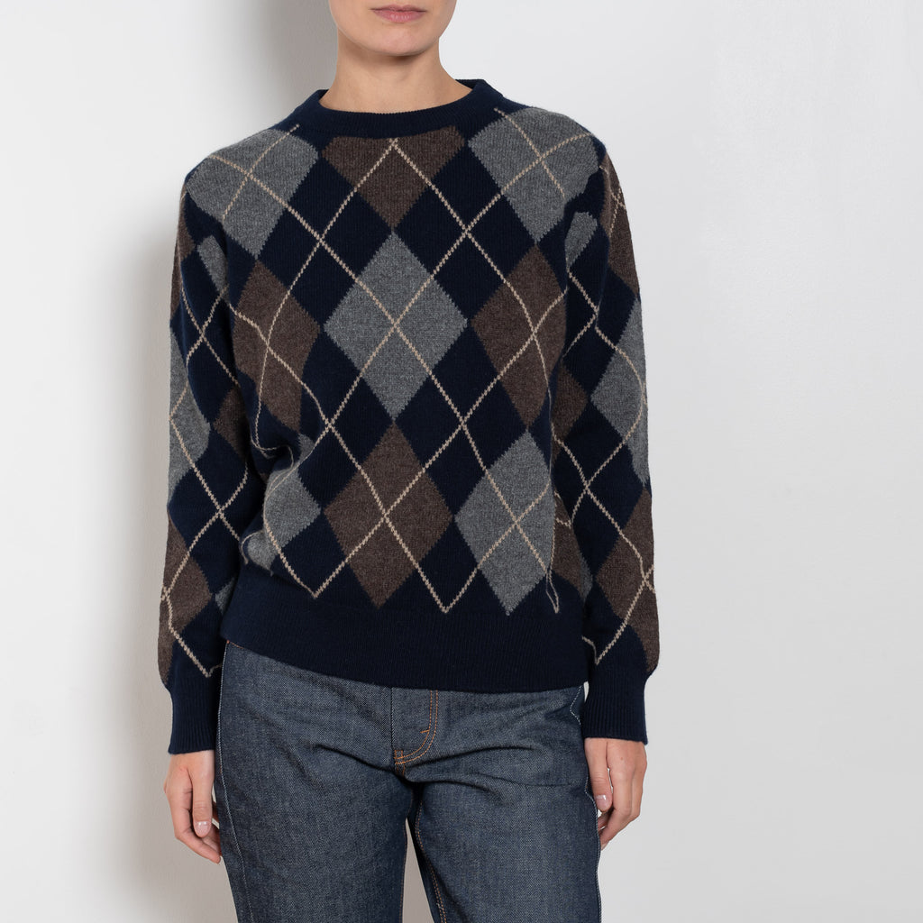 and daughter argyle crewneck navy